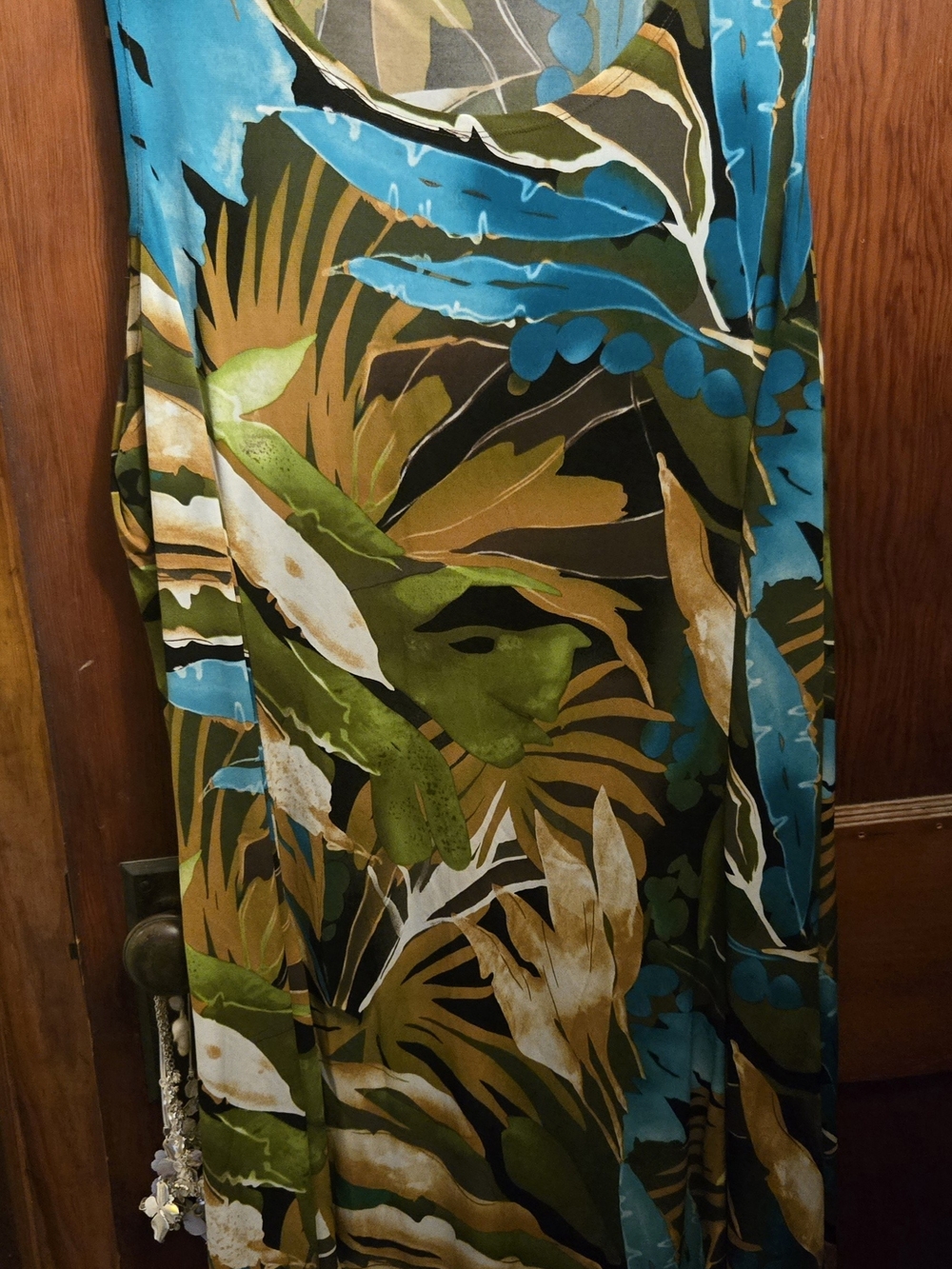 Tropical Maxi Dress in Teal & Olive